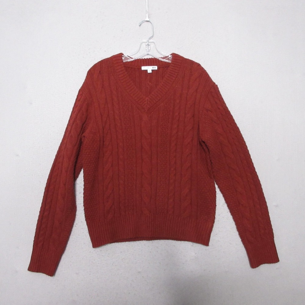 Uniqlo JW Anderson Sweater Medium Rust Color Cable Knit Fisherman Preppy Classic